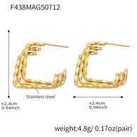 F438-Orecchini geometrici a tre strati in oro 