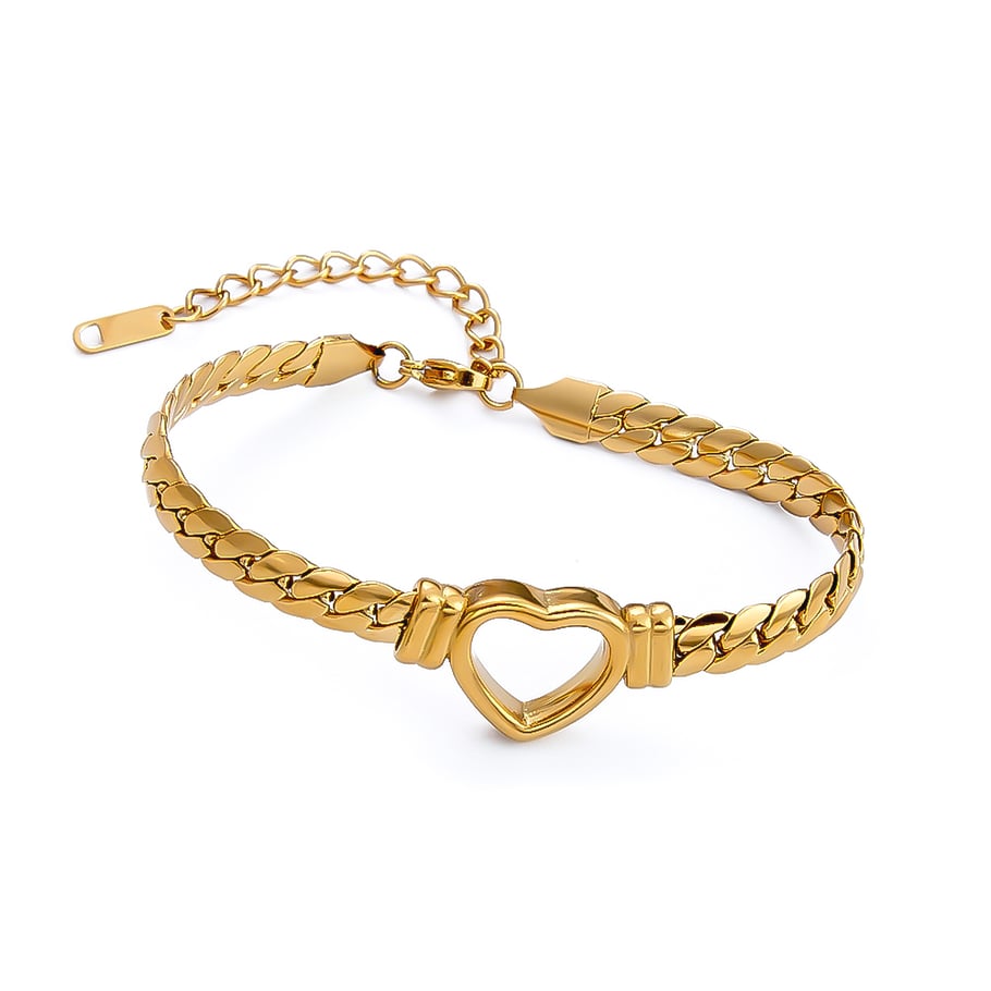 1 Piece Romantic Series Simple Heart Stainless Steel  Shell Women's Chain Bracelets 
