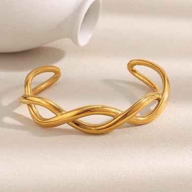 1 Piece Simple Series Casual Solid Color Stainless Steel Women's Bangles h5 Picture4
