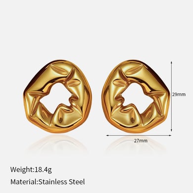 1 paio di orecchini a bottone in acciaio inossidabile color oro con motivo a martello classico h5 