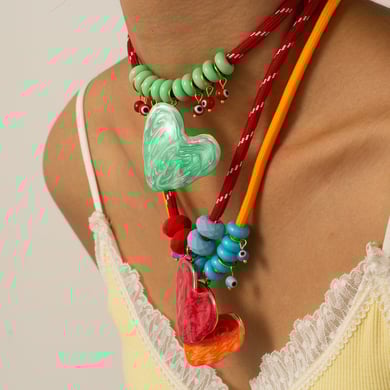 1 pezzo di collana con ciondolo a forma di cuore in smalto gocciolante in acciaio inossidabile color oro da donna h5 Immagine2