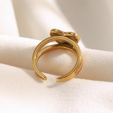 1 Piece Simple Series Casual Heart Stainless Steel   Gold Color  Statement Rings h5 Picture4