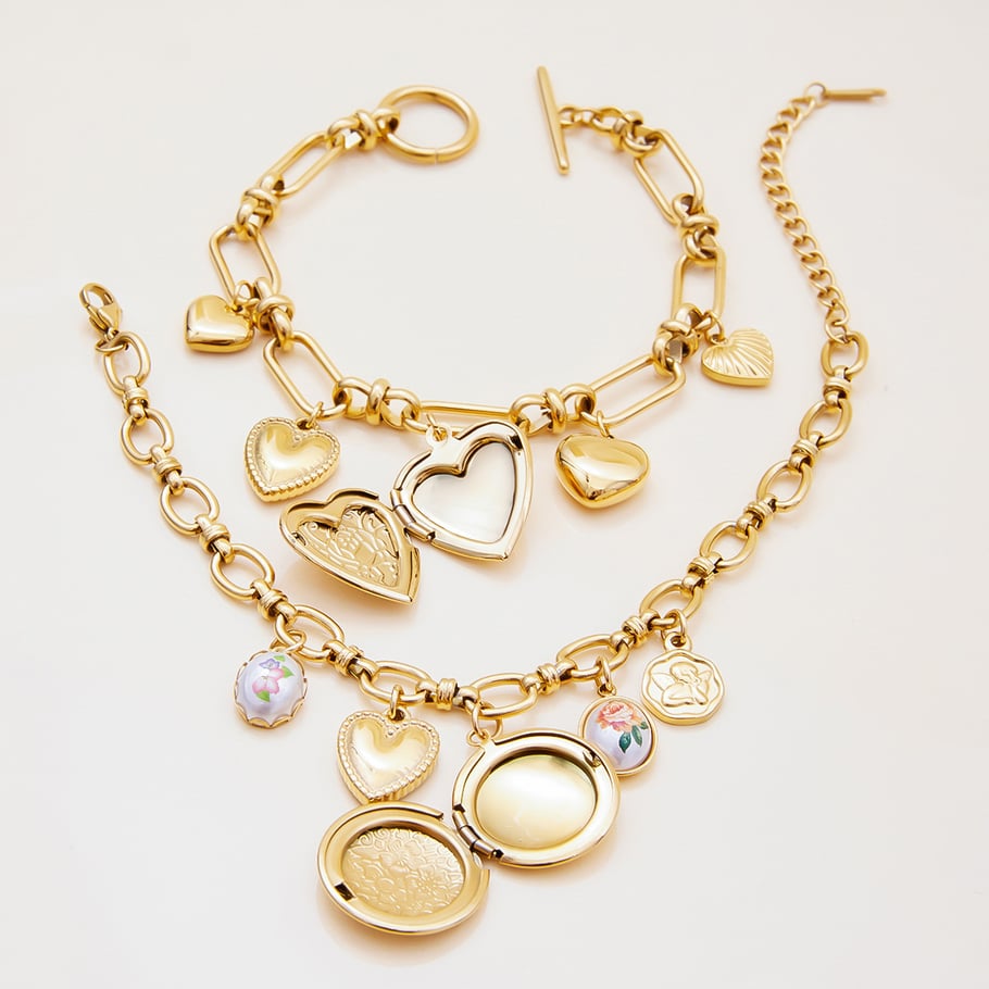 1 Piece Delicte Heart Stainless Steel Gold Color Women's Charm Bracelets Picture5