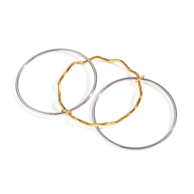 1 Piece Simple Series Daily Mixed Gold Color And Silver Colors  Women's Bangles h5 Picture6