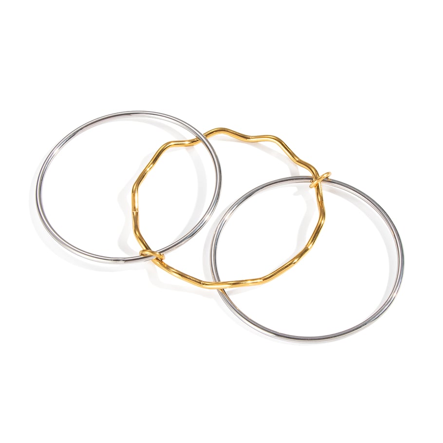 1 Piece Simple Series Daily Mixed Gold Color And Silver Colors  Women's Bangles Picture6