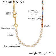 P1239-Collana lunga con perle dorate 79+5cm Immagine4