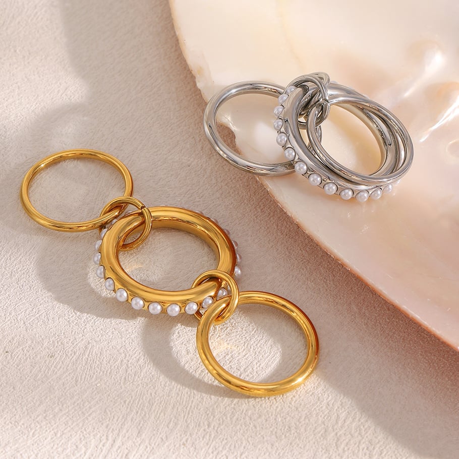 1 Piece Simple Series Elegant Circle Stainless Steel  Women's Gemstone Rings Picture3