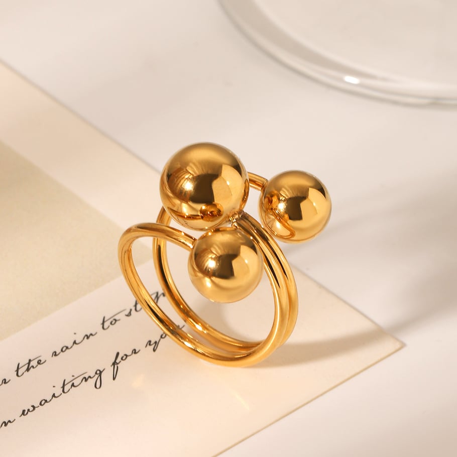 Daily Patchwork Stainless Steel  Gold Color  Statement Rings Picture3