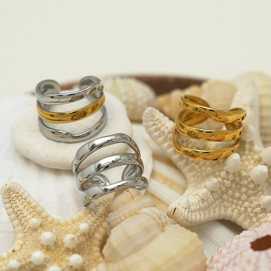 1 stuk eenvoudige casual cirkel roestvrij staal goudkleurige minimalistische ringen Afbeelding3