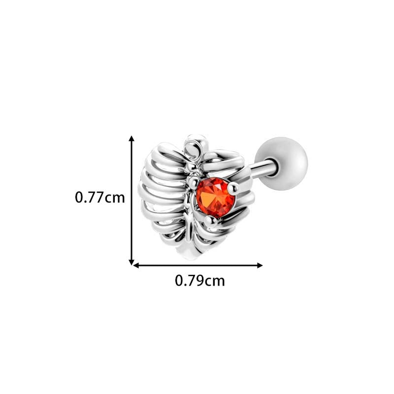 1 Piece Heart Copper Gold Color Zircon Piercing Earring Picture2
