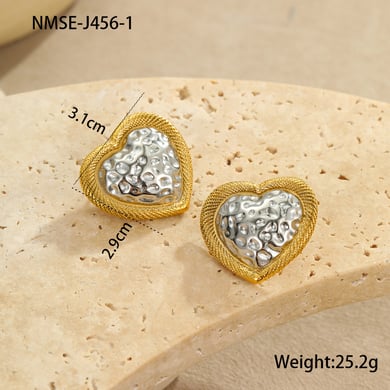 1 Pair Simple Series Simple Heart Stainless Steel Women's Stud Earrings h5 