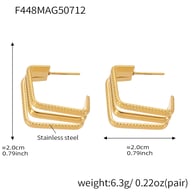 F448-Orecchini geometrici a tre strati in oro Immagine4
