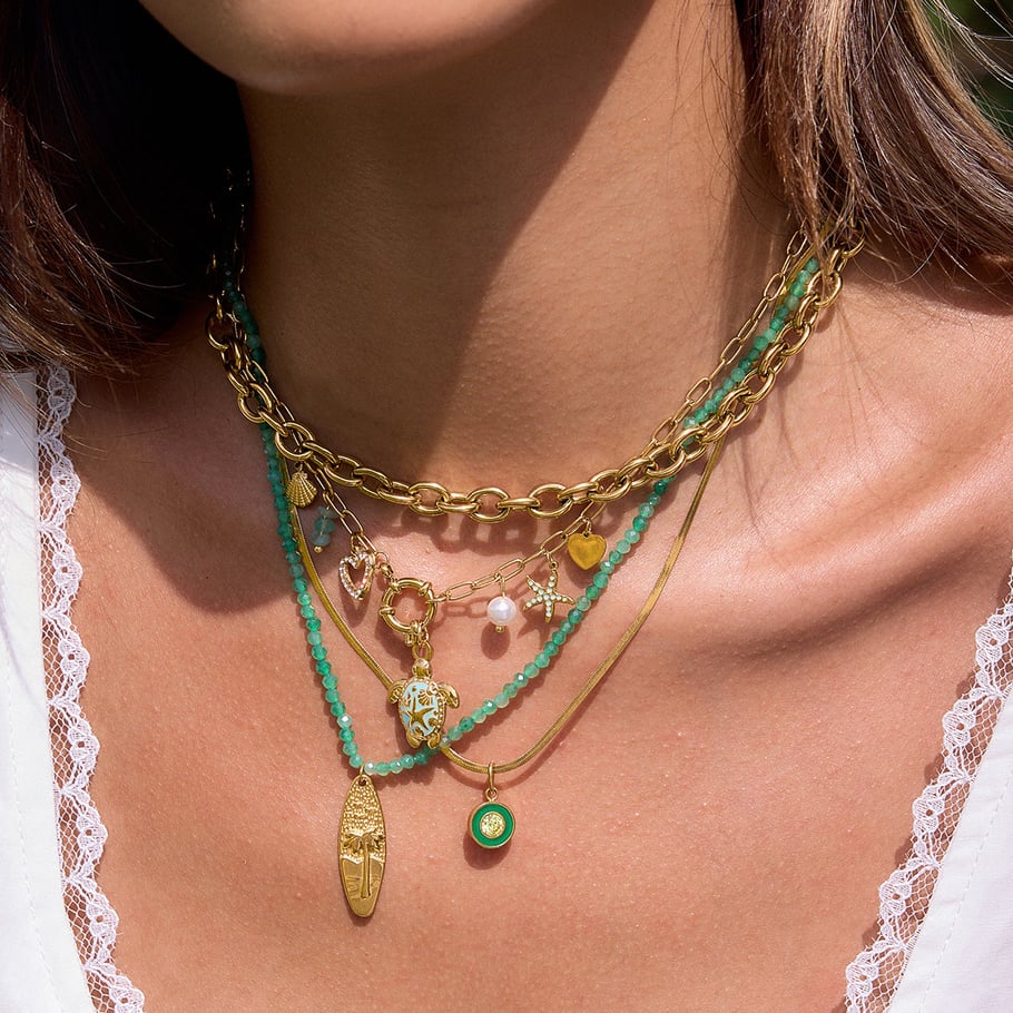 1 Piece Natural Green Turtle Stainless Steel Gold Color Women's Pendant Necklaces Picture5