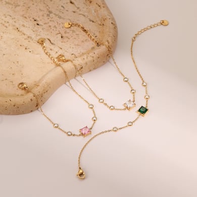 1 Piece Simple Rectangle Stainless Steel  Zircon Women's Chain Bracelets h5 Picture3