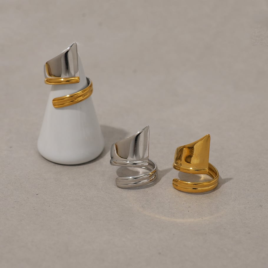 1 Piece  Casual Irregular Shape Stainless Steel  Gold Color  Statement Rings Picture5