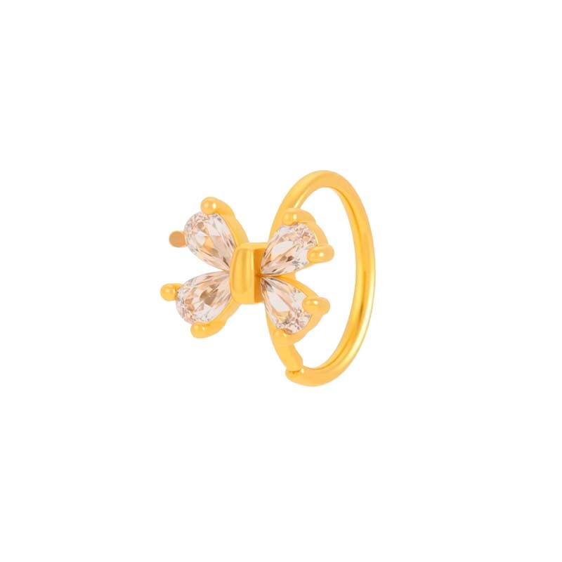1 Piece Heart Copper Gold Color Zircon Nose Ring