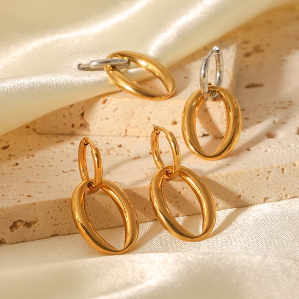 1 Pair Simple Series Daily Geometric Stainless Steel  Women's Hoop Earrings 2