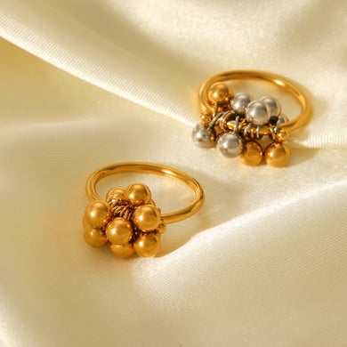 1 Stück Simple Series Daily Beads Edelstahl Goldfarben Statement Ringe h5 Bild3
