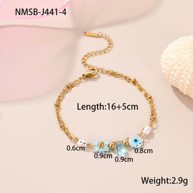 1 Piece Romantic Stainless Steel Gold Color Charm Bracelet h5 