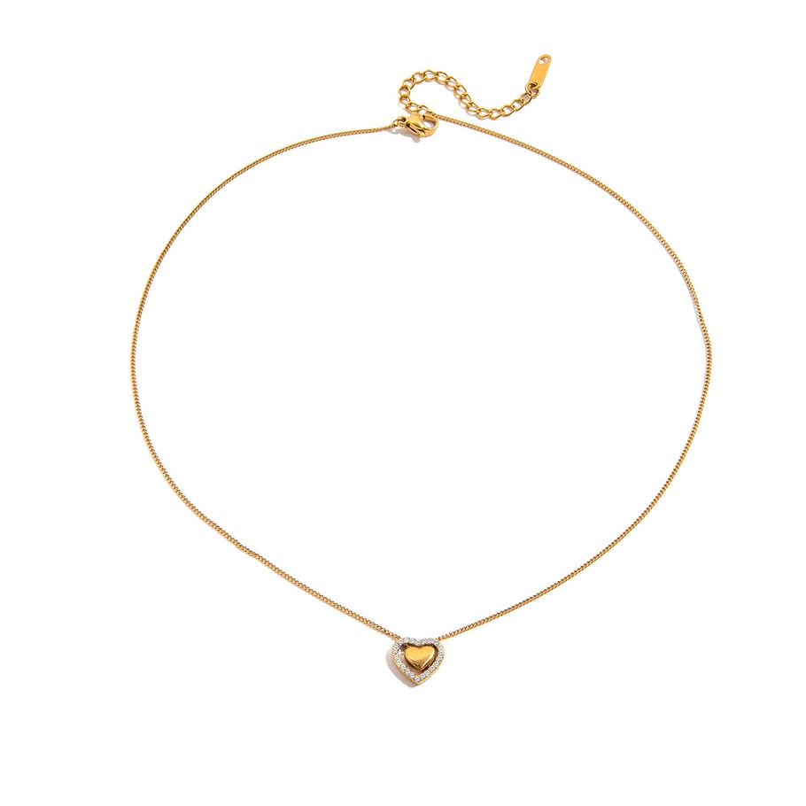 1 collar con colgante de corazón exquisito de acero inoxidable color dorado para mujer Imagen7