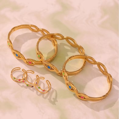1 Piece Delicate Devil's Eye Stainless Steel Gold Color Women's Bracelets Sets h5 Picture8