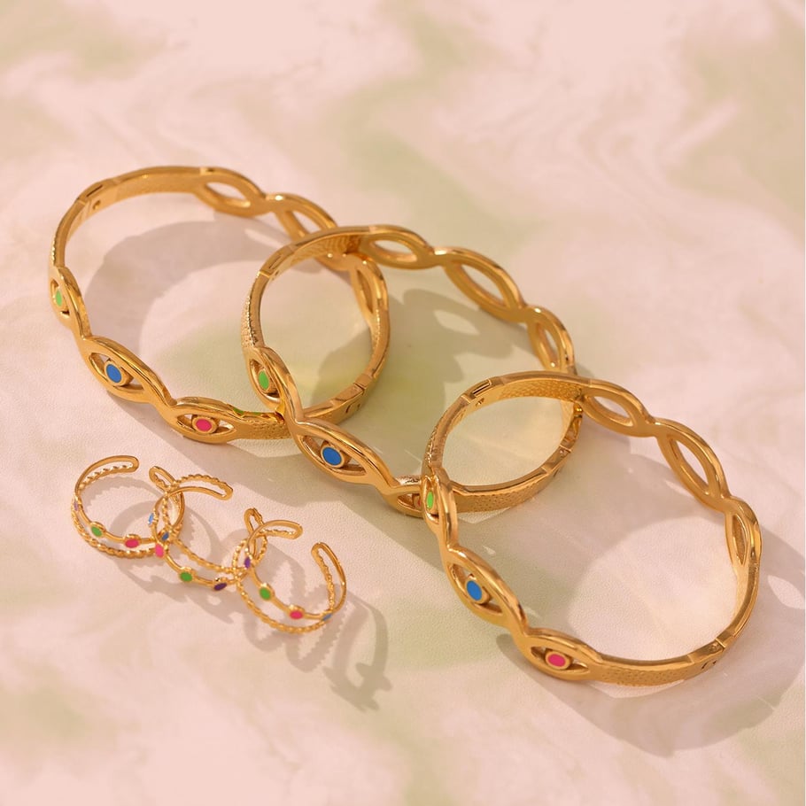 1 Piece Delicate Devil's Eye Stainless Steel Gold Color Women's Bracelets Sets Picture8