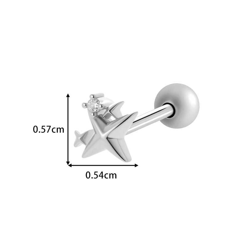 1 Piece Moon Copper Gold Color Zircon Piercing Earring Picture2