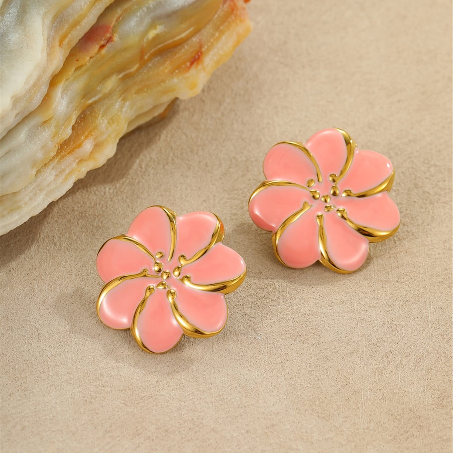 Sweet Flower Stainless Steel Earrings Set Picture3
