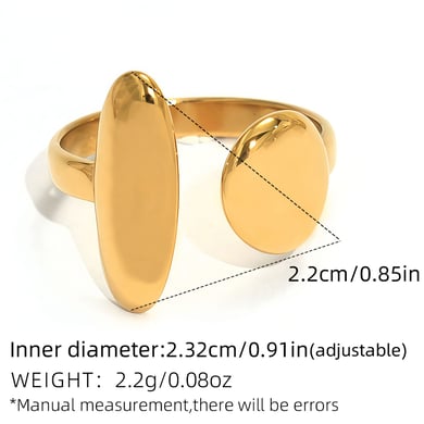 Anillos llamativos de acero inoxidable dorados con forma irregular para uso diario, 1 pieza h5 Imagen2