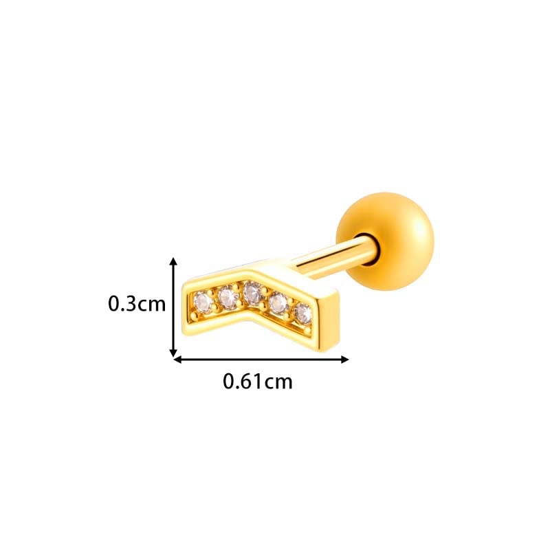 1 Piece Star Copper Gold Color Zircon Piercing Earring Picture2