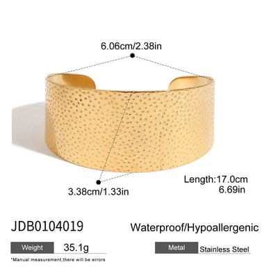 1 stuk ontwerpbare hoogwaardige textuur roestvrij staal goudkleurige damesarmbanden h5 Afbeelding2