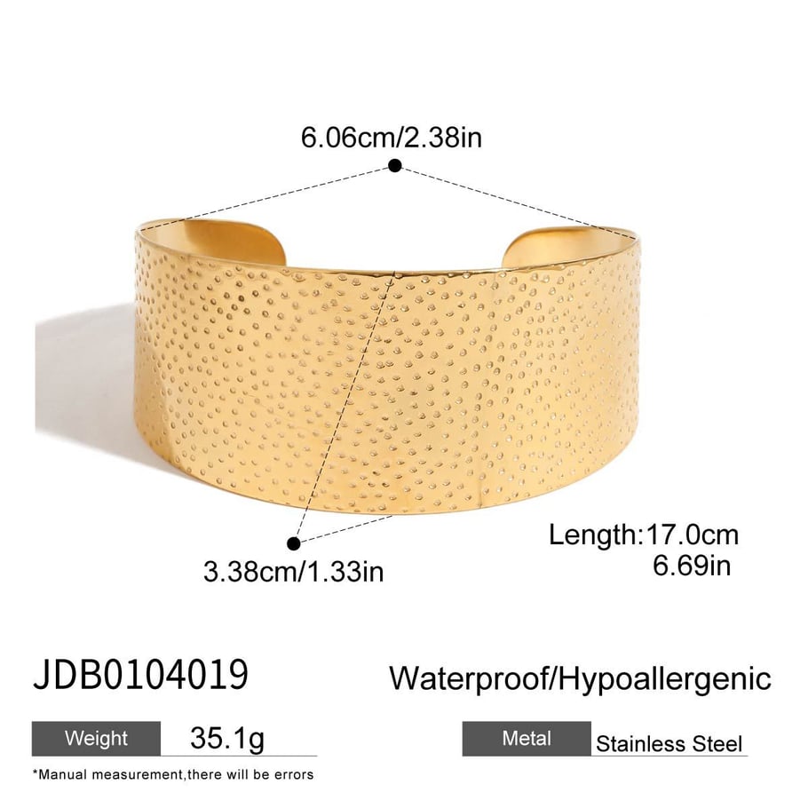 1 stuk ontwerpbare hoogwaardige textuur roestvrij staal goudkleurige damesarmbanden Afbeelding2