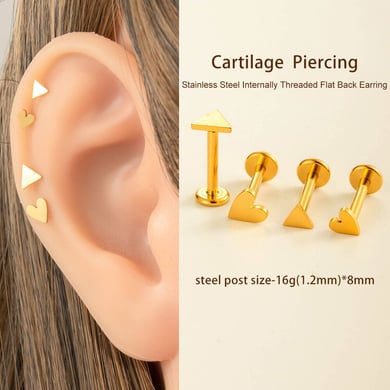 1 Piece Stainless Steel Gold Color Piercing Earring h5 Picture5