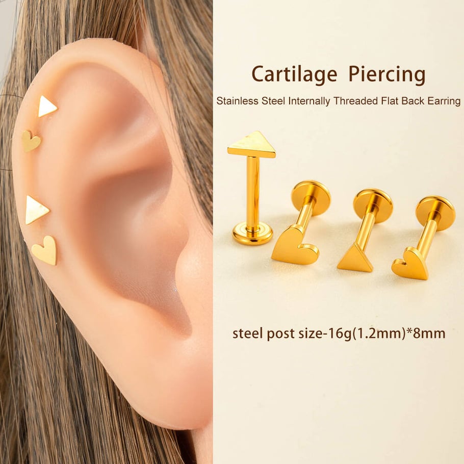 1 Piece Stainless Steel Gold Color Piercing Earring Picture5
