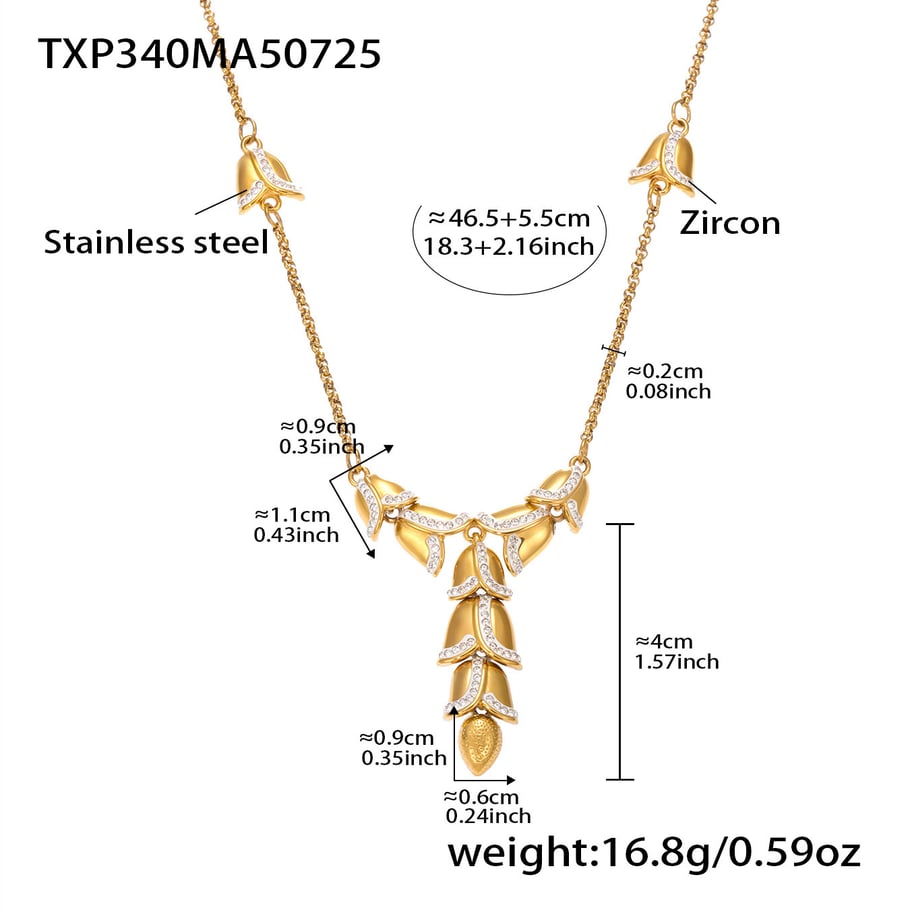 1 Piece Chic Stainless Steel Gold Color Natural Stone Women's Pendant Necklaces 