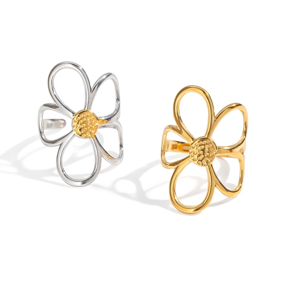 1 Piece Simple  Daily Flower Stainless Steel  Gold Color  Statement Rings Picture4
