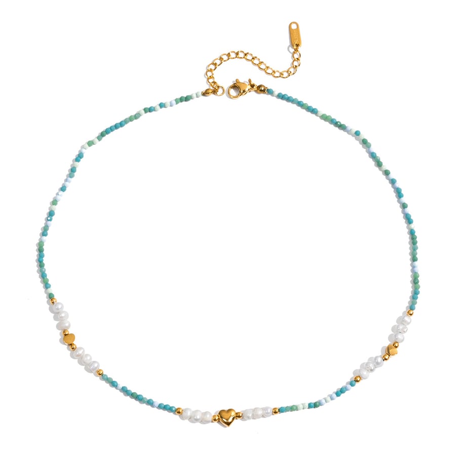 1 Piece Designable Beads Stainless Steel Gold Color Women's Beaded Necklaces 