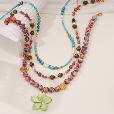 1 Piece Romantic Series Flower Natural Stones Women's Beaded Necklaces h5 Picture3