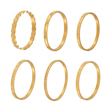 1 Piece Classic Irregular Shape Stainless Steel Gold Color Women's Bangles h5 Picture10