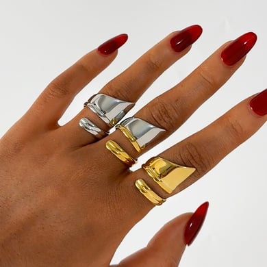 1 Piece  Casual Irregular Shape Stainless Steel  Gold Color  Statement Rings h5 Picture7