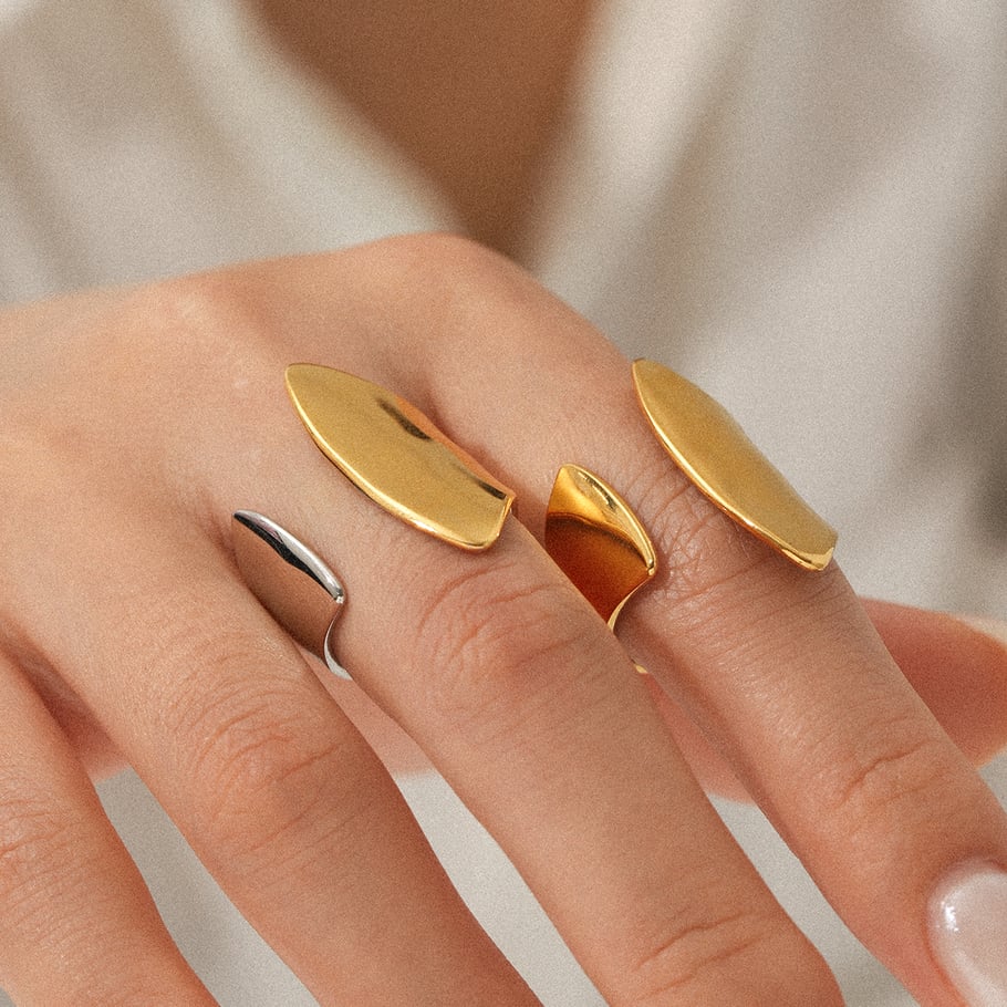 Simple Series Daily Shell Edelstahl Goldfarben Statement Ringe Bild3