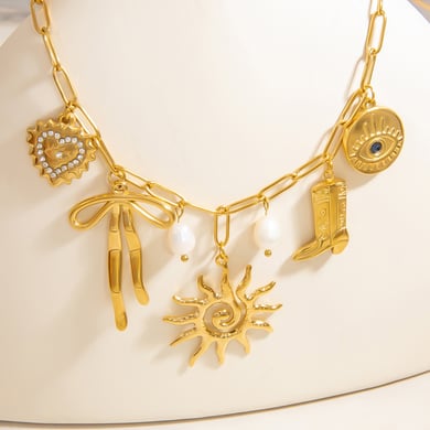 1 stuk Retro Zon roestvrijstalen hangerketting h5 Afbeelding3