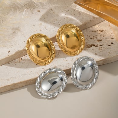 1 Pair Simple  Daily Circle Stainless Steel Gold Color  Women's Stud Earrings h5 Picture3