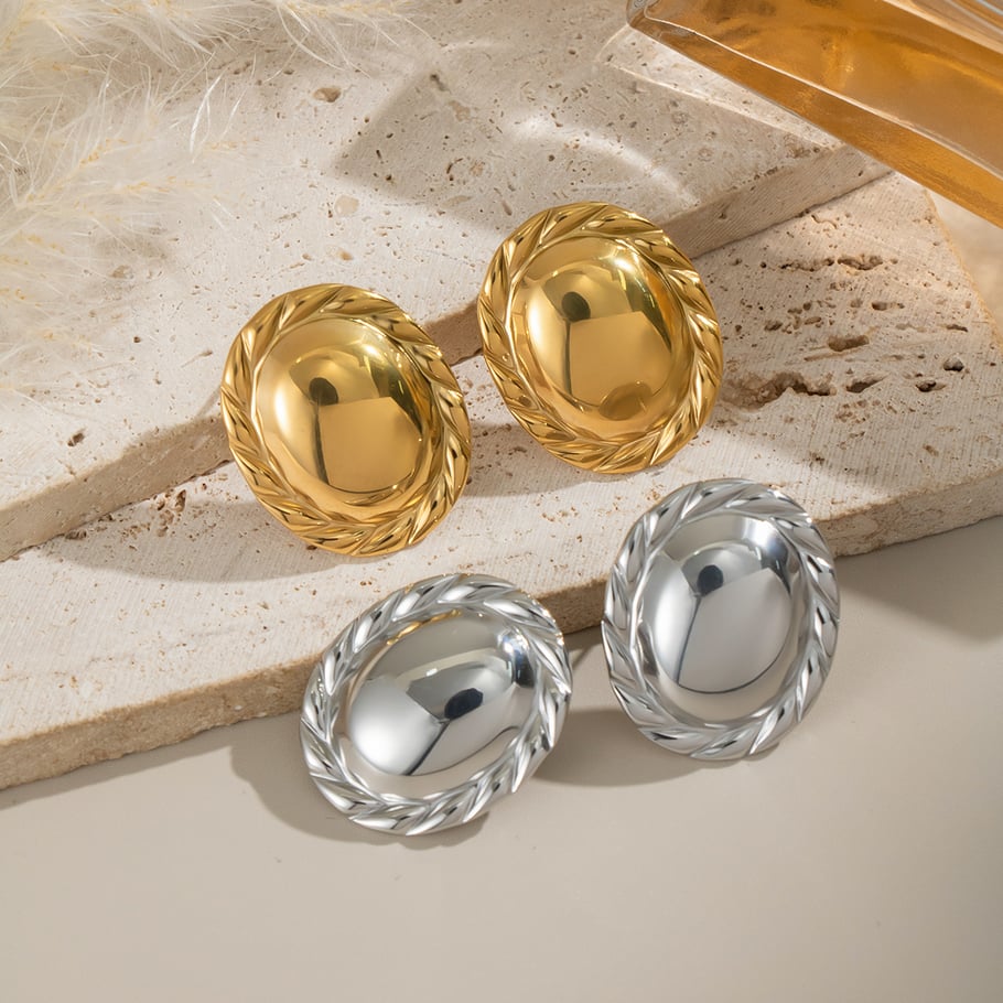 1 Pair Simple  Daily Circle Stainless Steel Gold Color  Women's Stud Earrings Picture3