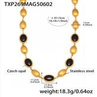 TXP269 - Collana in opale nero dorato 41+5 cm Immagine10