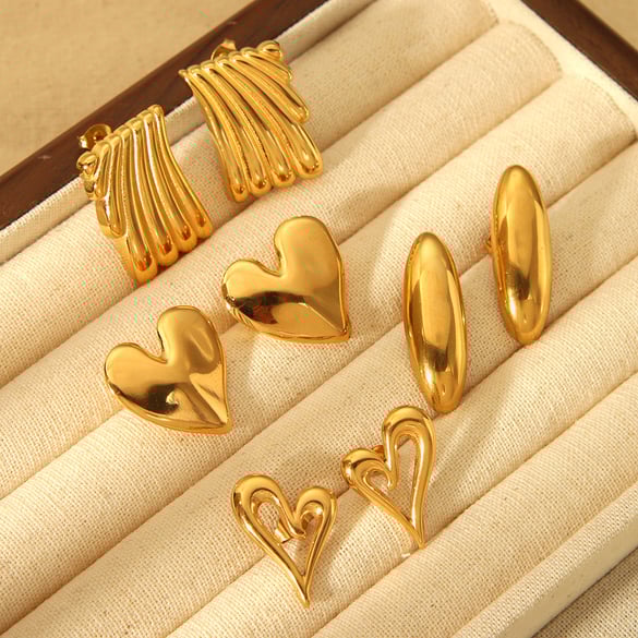 1 Paar Luxuriöse Serie Retro Herz Edelstahl Damen Ohrstecker 2