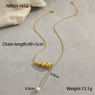NMSN-J412-1 Gold Pearl Necklace Picture3