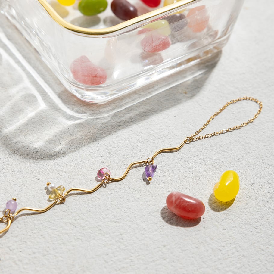 Bracelet à breloques pour femme, série romantique, perles douces, en acier inoxydable, couleur or Image7
