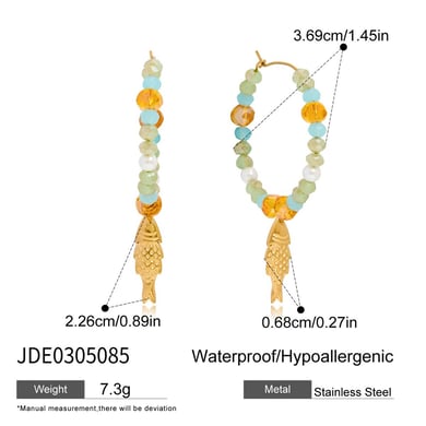 Conjunto de joyería para mujer de 1 pieza de cuentas etéreas de acero inoxidable color dorado h5 