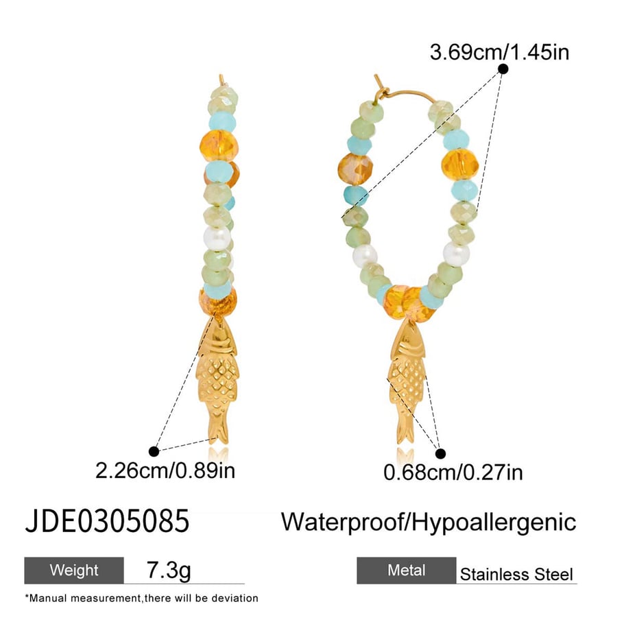 Conjunto de joyería para mujer de 1 pieza de cuentas etéreas de acero inoxidable color dorado 